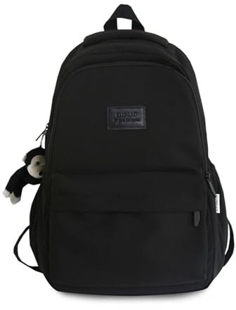 FANDARE Schulrucksack Damen Daypack mit Laptopfach Schultaschen Herren Laptop Rucksack für Mädchen Teenageralter Leichter Rucksack Wasserabweisend College für Ausflüge, Uni, Schule Büro Schwarz