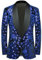 CARFFIV Männer Pailletten Samt Bühne Party Prom Hochzeit Abendessen Symmetrie Anzug Jacke Blazer,Royal Blue,L