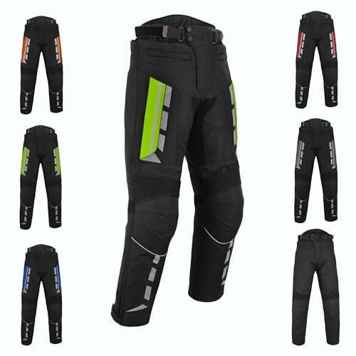 Pantalones de Moto para Hombre con Protecciones Pantalones Moteros Textiles Cordura Impermeables con protección en Caderas y Rodillas - Armadura certificada CE Armadura certificada (XL, Verde)