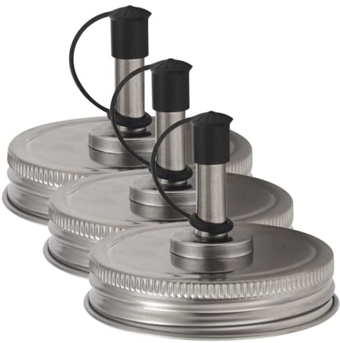 3pcs Mason Jar Lids Carafe with Lids Food Keychain Pourer Lid Jar Oil Spout Lid Salt Shaker Lid Lids for Mason Jars Dispenser Regular Stainless Steel Olive Oil