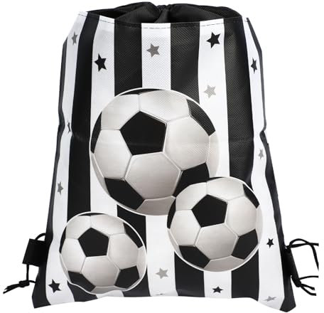 Rucksack mit Kordelzug, Turnbeutel Schwarz Sportbeutel für Herren Damen, Beutel mit Kordelzug, Verstellbar Gym Bag Gymsack für Sport Reisen Schule Strand Kinder Erwachsene Unisex -Fussball,34 x 27 cm