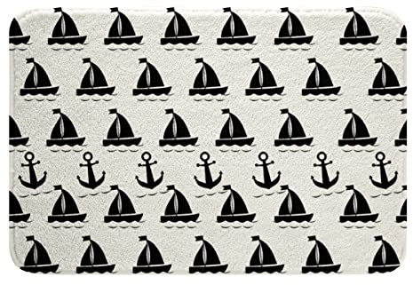 Door Mat Nautical Themed,Sailboat Anchor Front Door Mat Non-Slip Floor Mat Durable Entrance Matting For Outdoor Living Room Garden 40x60cm