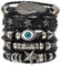 Uwiyo 5 Stück Lederarmband Herren Damen, Goth Geflochtenes Lederarmband Schädel Feder Manschette Wickelarmband Verstellbare Leder Armbänder Punk für Männer Frauen (Set4-Stern+Auge)