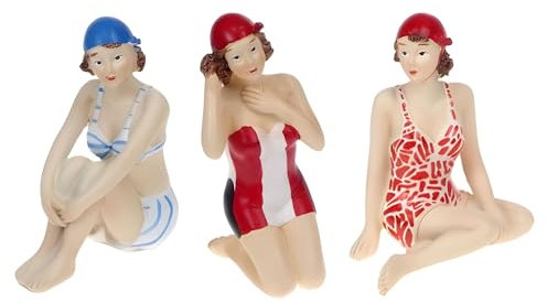 Quay Traders Vintage Beach Ladies Freestanding Ornaments - Nautical Homeware Decoration - Set of 3