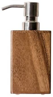 Dispenser di sapone in noce 200 ml/6,7 once Flacone per lozione con testa della pompa in acciaio inossidabile Dispenser per pompa manuale Contenitore per gel doccia in legno