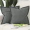 Madizz 2er Set Polyester Leinen Kissenbezügen mit breiter Kante Weiche dekorative Kissenbezüge für Sofa Schlafzimmer Kissenhülle Dunkelgrau 45x45 cm Quadrat
