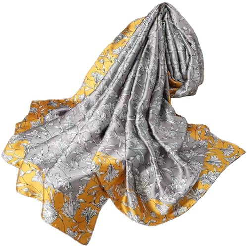 FAIRYGATE Tücher Damen Schal für Frauen Elegant und Leicht Stola Seidentuch Blume Prints Seide Tuch Business Schals Seidenschal Geeignet für Alle Gelegenheiten 18023