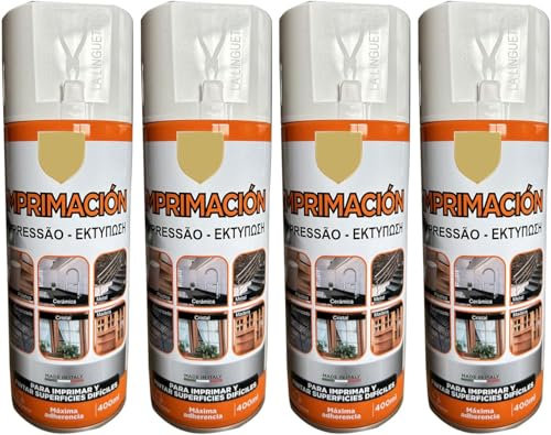 MORE FREE Pintura Spray Imprimacion Blanco de 400 ml Adecuado para las Superficies de Metal, Madera y Plástico Pack de 4 Unidad