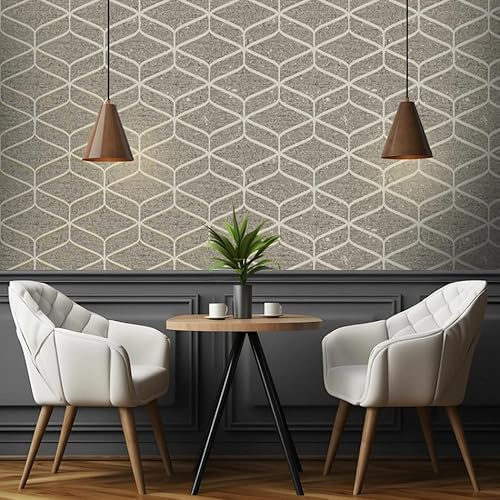 WPE® 2312 Linear Concrete Grey Brown Wallpaper by Belgravia - Geometric Wallpaper