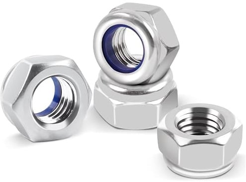 M12 Locking Nuts (Pack of: 10) Nylon Insert Lock Nut Steel Zinc Plated Nyloc DIN 985