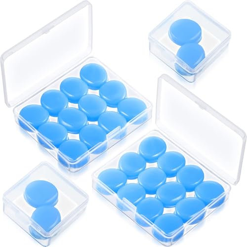 14 Pairs Silicone Ear Plugs for Sleeping Soft Reusable Moldable Silicone Earplugs Gel Ear Plugs Noise Cancelling Earplugs with Case for Swimming, Snoring, Concert, Airplane (Blue)