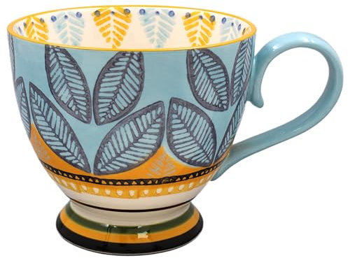Lesser & Pavey Hand Painted Footed Mug for Home & Kitchen | Newly Designed Mugs for Tea & Coffee | Lovely Cup for Mens Gifts & Birthday Gifts for Women, Blue