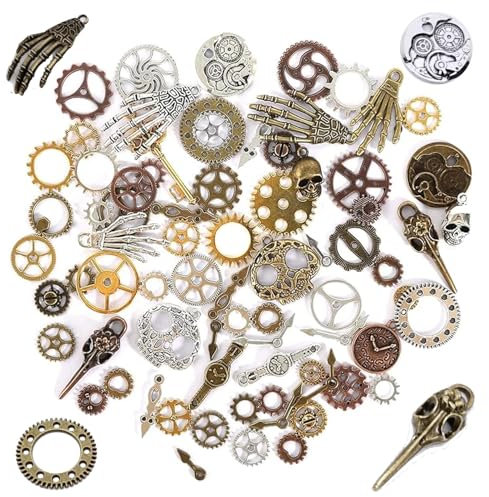 CYXZMYA 76 Stück Steampunk Accessoires,Steam Punk,Steampunk Accessoires Herren,Metall Typ,Metallanhänger im Steampunk-Stil,Zahnrad Anhänger Armbanduhr,für Handwerk,Vintage Halskette Zubehör,DIY.