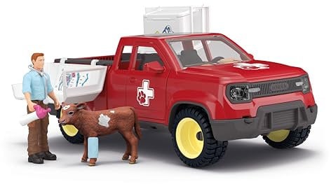 schleich FARM WORLD | Tierarzteinsatz auf dem Bauernhof 42727 | Set inkl. Pick-up, Tierarzt, Kuh & Zubehör | tolles Geschenk für Jungen und Mädchen | Bauernhof Spielzeug ab 3 Jahre | Set aus 29 Teilen