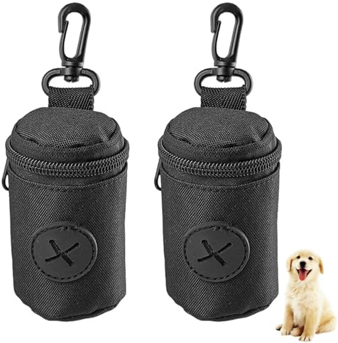 FveVqe 2Pcs Poo Bag Holder, Durable and Leakproof Dog Poop Bag Holder, Lightweight Poo Bags Dispenser Apply for Pet Travel Dog Walking Park, Easy to Attach, Perfect for Walks & Travel(Black)
