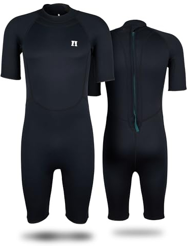Heber Peak – SeapineHe. Neoprenanzug Damen & Herren kurz 3mm - Neopren Shorty Kurzarm mit Rücken-RV – Wetsuit für Surfen, SUP, Schwimmen etc. – Leichter Tauchanzug aus Stretchmaterial
