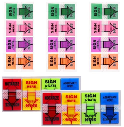 500 Pcs Sign Here Stickers,Sign Here Tabs Arrow Stickerspost It Tabs Post It Notes Tabs for Documents Notebooks Home Office School Supplies (8 Colors)