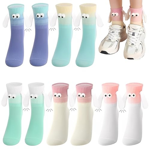 KRYMXAR 5 Paar Magnetische Socken mit Händen, Socken mit Magnetischen Händen, Lustige Socke für Paare und Freunde, Ideal für Geschenke und Spezielle Anlässe