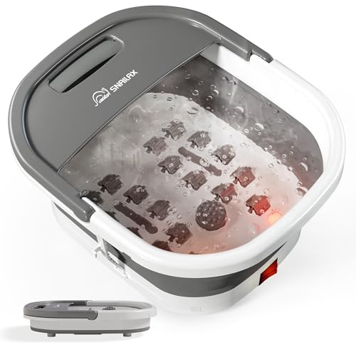 Snailax Foot Spa with Heater, Collapsible Foot Bath with Vibration | Bubble, Constant Temperature System, Electric Foot Spa Bath Massager Gifts for Women Men