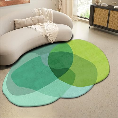 Fläche Teppich Unregelmäßig Geformte Moderne Wohnzimmer Schlafzimmer Boho Faux Wolle Waschbarer Teppich Für Esszimmer Küche Büro(Grün,80x120cm)