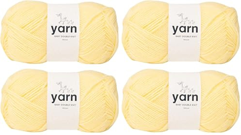 Korbond Baby Yarn - Yellow - 2 x 100g Acrylic Wool - Lightweight, Hypoallergenic & Durable Double Knit Crochet Yarn Knitting Wool (Pack of 2)