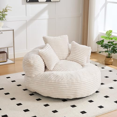 Lazy Sofa Durable Komfort Lounger hohen Rücken Sitzsack Stuhl Couch mit DREI Kissen für Erwachsene, Indoor & Outdoor (Beige)
