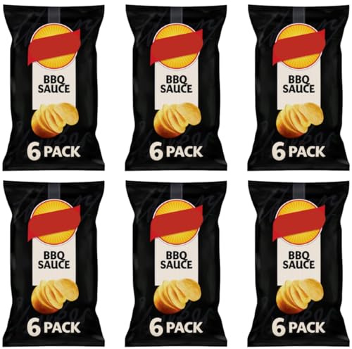 BBQ Sauce Flavour Potato Crisps, 6 Pack, 25g Each, No Added MSG, Suitable for Vegetarians, Pack Of 6