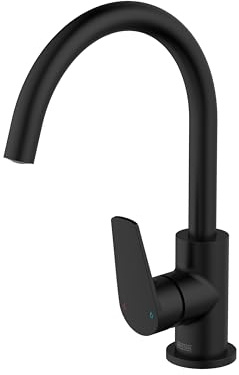 Bristan Raspberry Kitchen Tap, Black, RSP EFSNK BLK | Modern Design, Swivel spout, Top fix EasyFit installation, Single lever operation, Kitchen mixer tap, Lifetime Cover