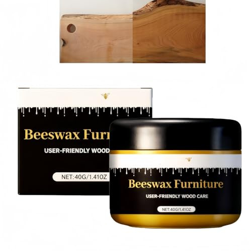 Beeswax Wood Polish & Protector,Conditioning Furniture Wax & Wood Stain,Enhances & Protects Floors,Tables,Cabinets,Wood Conditioner for All Types & Colors,Long-Lasting Beeswax Polish for Woo/d,40g