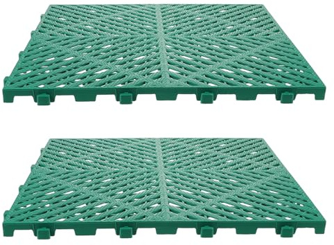SHINEOFI Caillebotis de Sol en Plastique Vert 2pcs pour Garage et Atelier, Tapis de Drainage Emboîtable Antidérapant, Entretien Facile pour Voiture