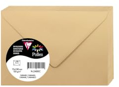 Clairefontaine 5480C - Packung mit 20 Umschläge Pollen, 7,5x10cm, 120g, Karamelbraun, ideal für Ihre Einladungen und Korrespondenz, 1 Pack