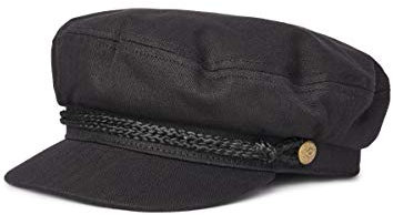 Brixton Herren Fiddler Greek Fisherman Hat Newsboy Cap, Schwarz/Fischgrätenmuster, S