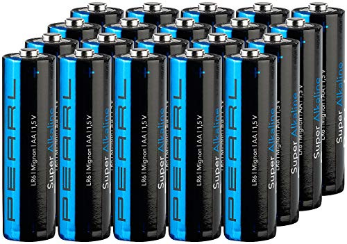 PEARL Batterien R6: 20er-Set Super-Alkaline-Batterien Typ AA/Mignon, 1,5 V (1 5 Volt, 1,5V, 5V)