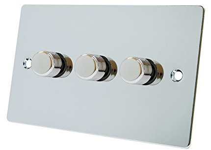 Alliance Electrical FPC3GDIM40 Polished Chrome Flat 400W-10 Amp Triple 3 Gang 2 Way 400W Light Dimmer Switch, 400 W, 240 V
