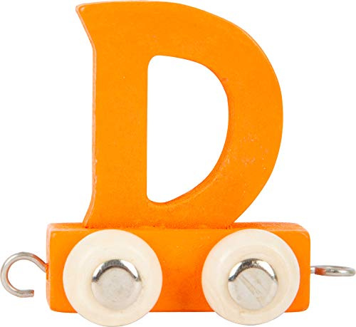 Buchstabenzug bunt | bunte Lok - farbige Waggons | Wunschname zusammenstellen | Holzeisenbahn | EbyReo® Namenszug aus Holz | personalisierbar | auch als Geschenk Set (Farbe Orange Buchstabe D)