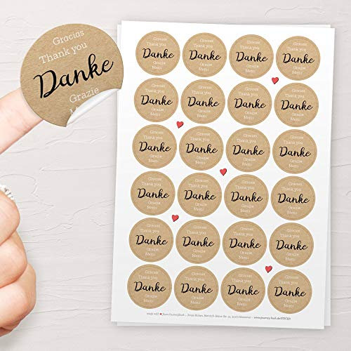 48x Danke Aufkleber - Vielseitig einsetzbare Dankeschön Sticker: Hochzeit, Geburtstag, Gastgeschenk u.v.m. - ⌀ 4cm, rund, matt, selbstklebend