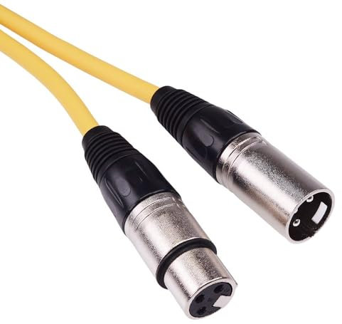 Switch Electronics Coloured Male XLR to Female XLR Microphone Lead Extension Cable (5m, Yellow)