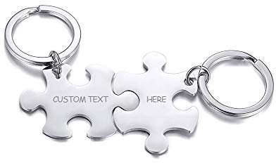 VNOX 2/3/4/5 Pcs Anpassen Personalisierte Freundschaft/Liebe Familie Puzzle Paar Anhänger Halsketten/Schlüsselanhänger/Armbänder für Liebhaber Freund BFF, Edelstahl Schmuck,Kostenlose Gravur