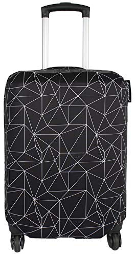 Explore Land Travel Luggage Cover Suitcase Protector Fits 27-30 Inch Luggage (Black Polygonal, L)