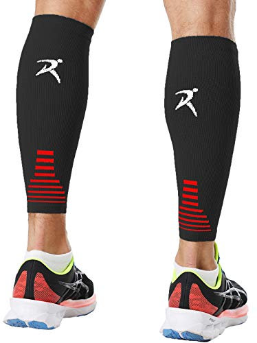 Calf Compression Sleeves for Men & Women (Ideal for Sports, Running, Shin Splints & More) (One Pair) (Black) (Extra Large) [XL]