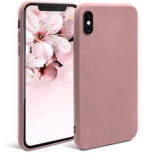 Moozy Minimalist Series, Cover in Silicone per iPhone X e iPhone XS, Rosa Sabbia - Finitura Opaca, Custodia Sottile e Morbida in TPU