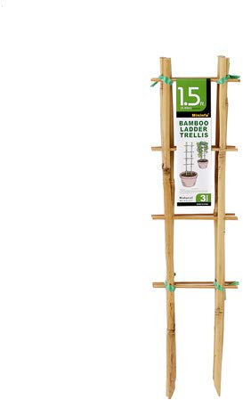 Mininfa Natural Bamboo Trellis, 1.5 x 0.4FT Garden Ladder Trellis for Climbing Plants, Vegetables, Pots - 3 Pack