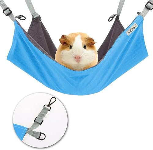 Homeya Hängematte, für Kleintiere, Meerschweinchen, Kaninchen, zum Aufhängen, für Frettchen, Katzen, Ratten, Chinchillas, Hamster, Degu, Rennmäuse, Spielzeug (Meerschweinchen), Hellblau