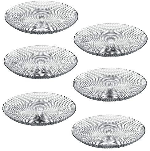 Queensway Home & Dining Dinner Dessert Stackable Serving Clear Glass Plate Dish Set of 6/12 (6 x Dessert Plate)