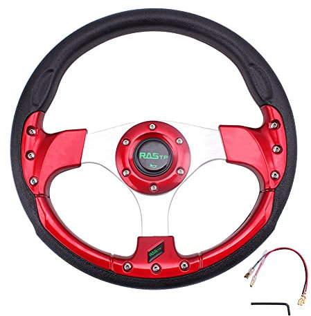 Motorsport Lenkrad, 320mm Sportlenkrad Auto Lenkrad Racing Lenkrad Deep Dish 6 Bolt PU Aluminiumlegierung Lenkrad Motorsport Lenkrad Modifiziertes Rennlenkrad Universal