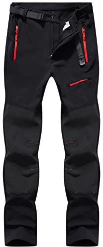BenBoy Herren Wanderhose Wasserdicht Softshellhose Outdoorhose Winddicht Warm Gefüttert Skihose Snowboardhose Winter Trekkinghose,KZ41037M-Black-L