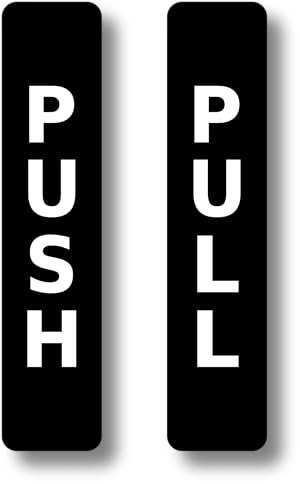 BLACK Push Pull Set Pair of Door Signs for businesses, restaurants, bars, hotels, schools, cafe. Tough 1.6 mm Thickness Material, Durable, Guaranteed not to Tear