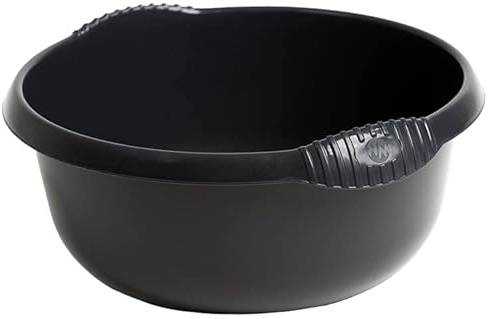 JMS we create smile Plastic Round Bowls Kitchen Sink, Basin Mixing, Washing Up Bowl Tidy Organizer (28cm Round Bowl, Black)