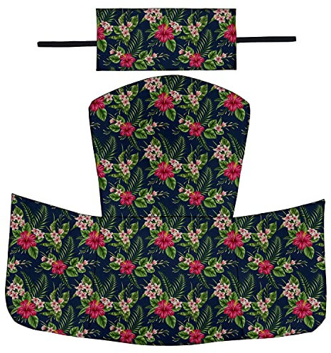 Ferocity Hängesessel Kissenbezug, Polsterbezug, Überzug für Polyrattan/Rattan Kissen Hängeschaukel, Hängekorb, Schaukel Korb, Rückenkissenbezug in der Farbe Palmen Blumen [114]