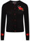 Ro Rox Cardigan Coeur Leana Rockabilly Broderie Tricoté Manches Longues, Noir, 3XL